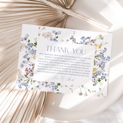 Wildflower Bridal Shower Thank You Cards Template