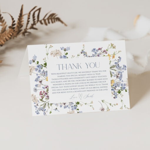 Wildflower Bridal Shower Thank You Cards Template