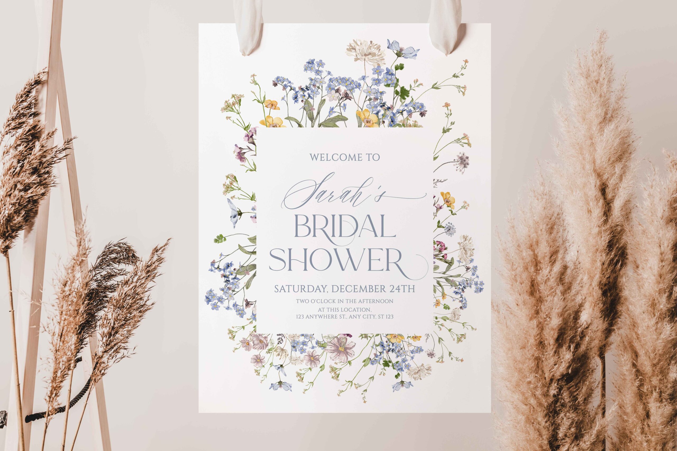 Wildflower Bridal Shower Welcome Sign Template