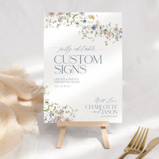 Wildflower Wedding Table Signage Template