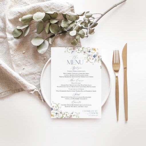 Wildflower Wedding Menu Template