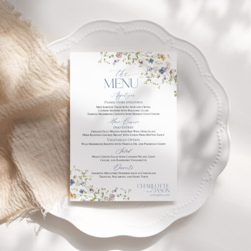 Wildflower Wedding Menu Template