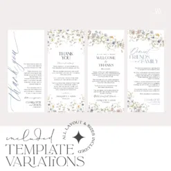Wildflower Wedding Shower Thank You Note Template