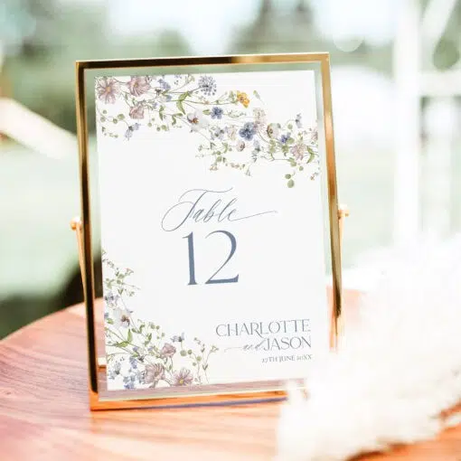 Wildflower Table Number Card Template