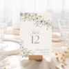 Wildflower Table Number Card Template