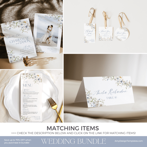 Wildflower Wedding Invitation Bundles Editable Template