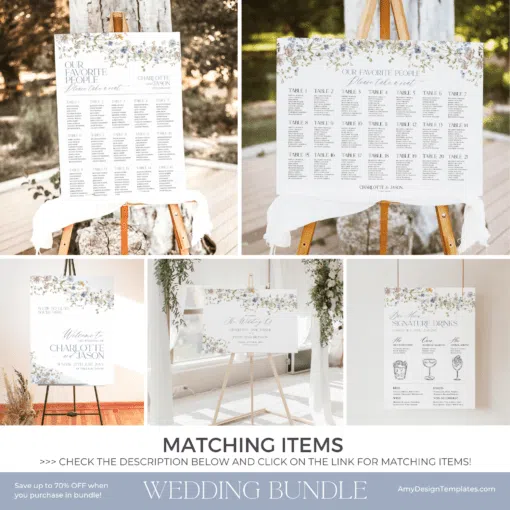 Wildflower Wedding Invitation Bundles Editable Template