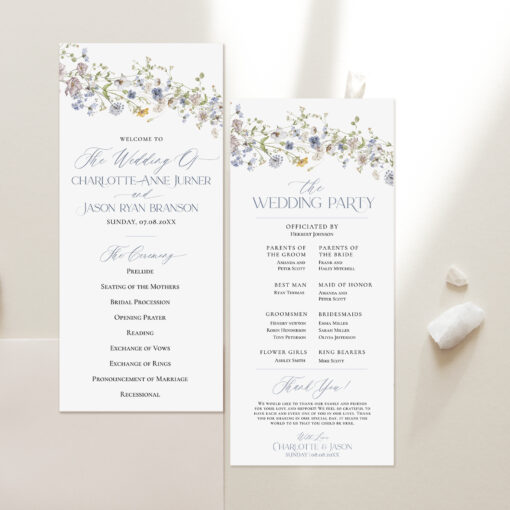 Wildflower Wedding Program Template