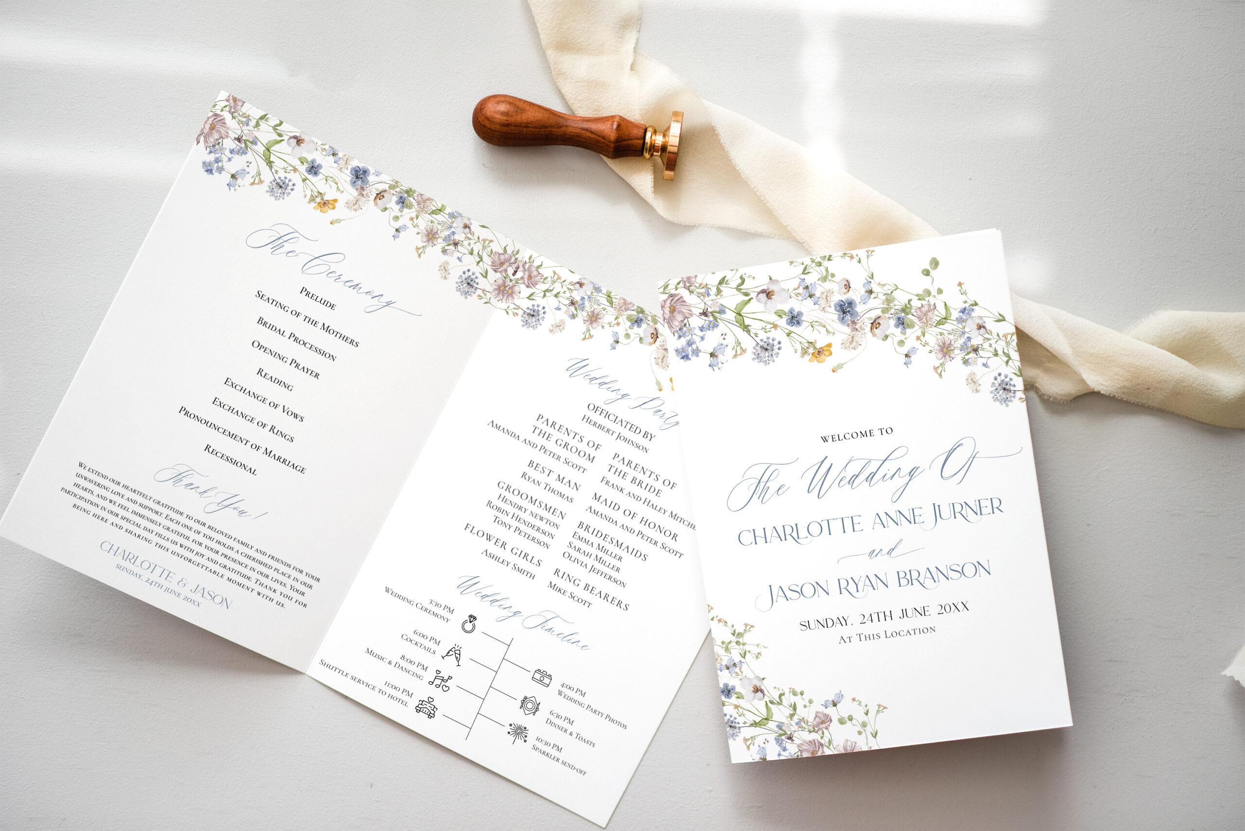 Wildflower Wedding Program Template