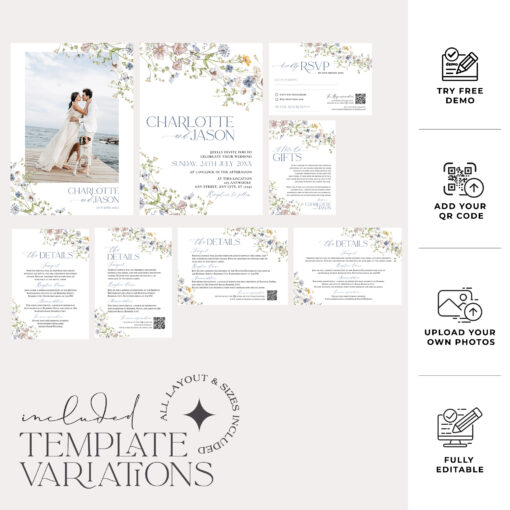 Wildflower Wedding Invitation Template