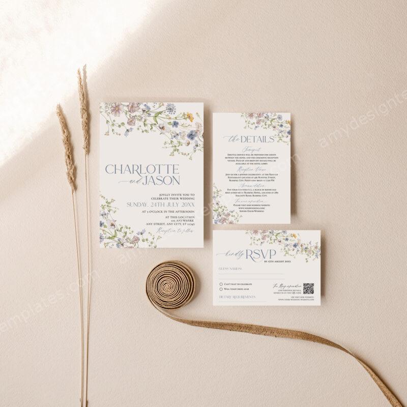 Wildflower Wedding Invitation Template