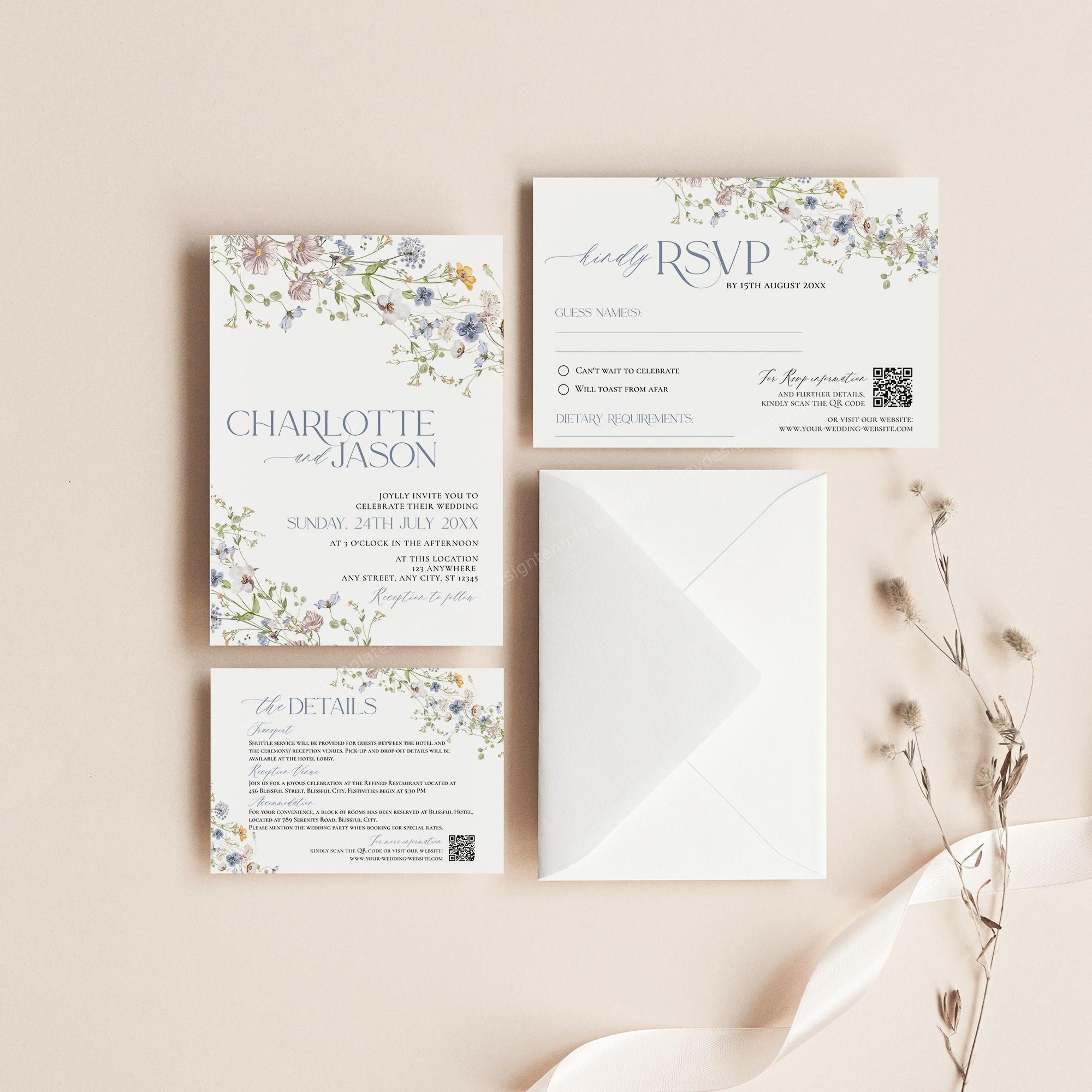 Wildflower Wedding Invitation Template