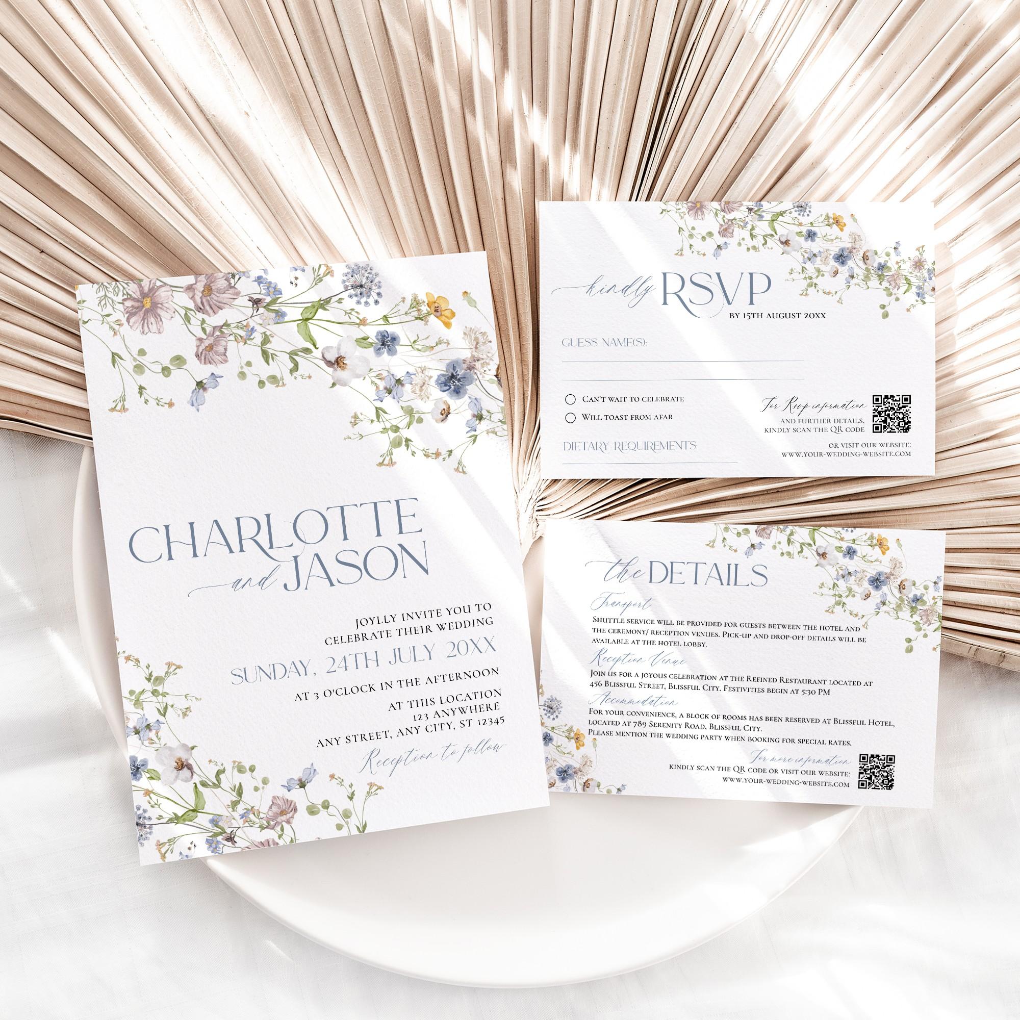 Wildflower Wedding Invitation Template