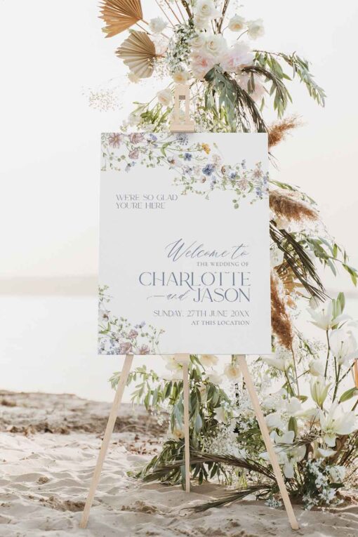 Wildflower Wedding Welcome Sign Template