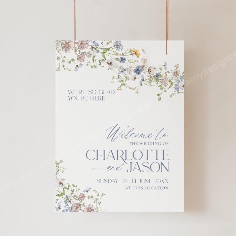 Wildflower Wedding Welcome Sign Template