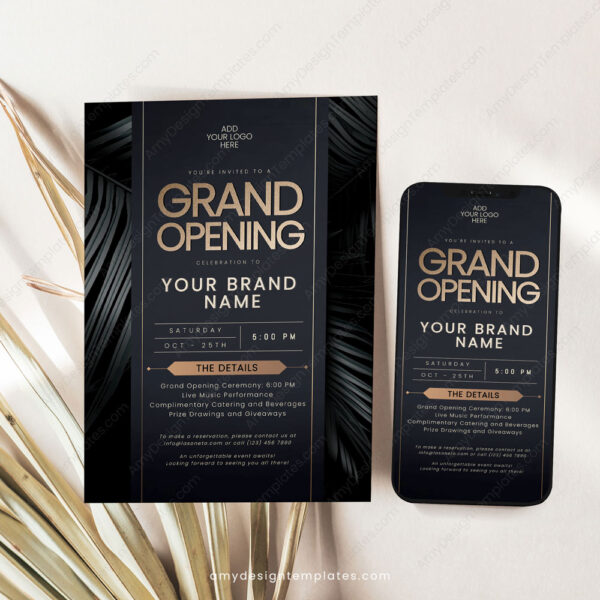 Printable Formal Grand Opening Invite Card | Modern Minimalist Invitation Template