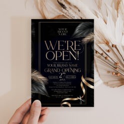 Black and Gold Grand Opening Invitation, We're Open Invite Template