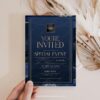 Navy Gold You Are Invited Card Invitation Template | Modern Minimalist Navy Gold You Are Invited Card Invitation Template