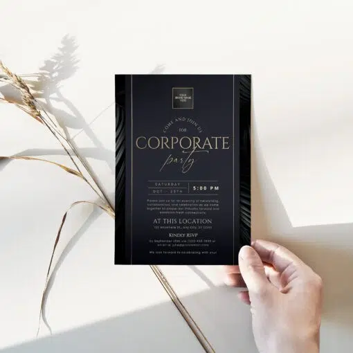 Customize your elegant Dinner Party Invitation | Corporate Party Invite for corporate events. Try the free demo now and impress your guests!