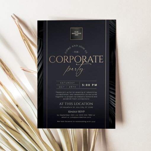 Customize your elegant Dinner Party Invitation | Corporate Party Invite for corporate events. Try the free demo now and impress your guests!