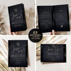 Black Gold Business invitation template, Editable Dinner Party Invitation, Corporate Party digital invitation, Join Us Invitation Template C015