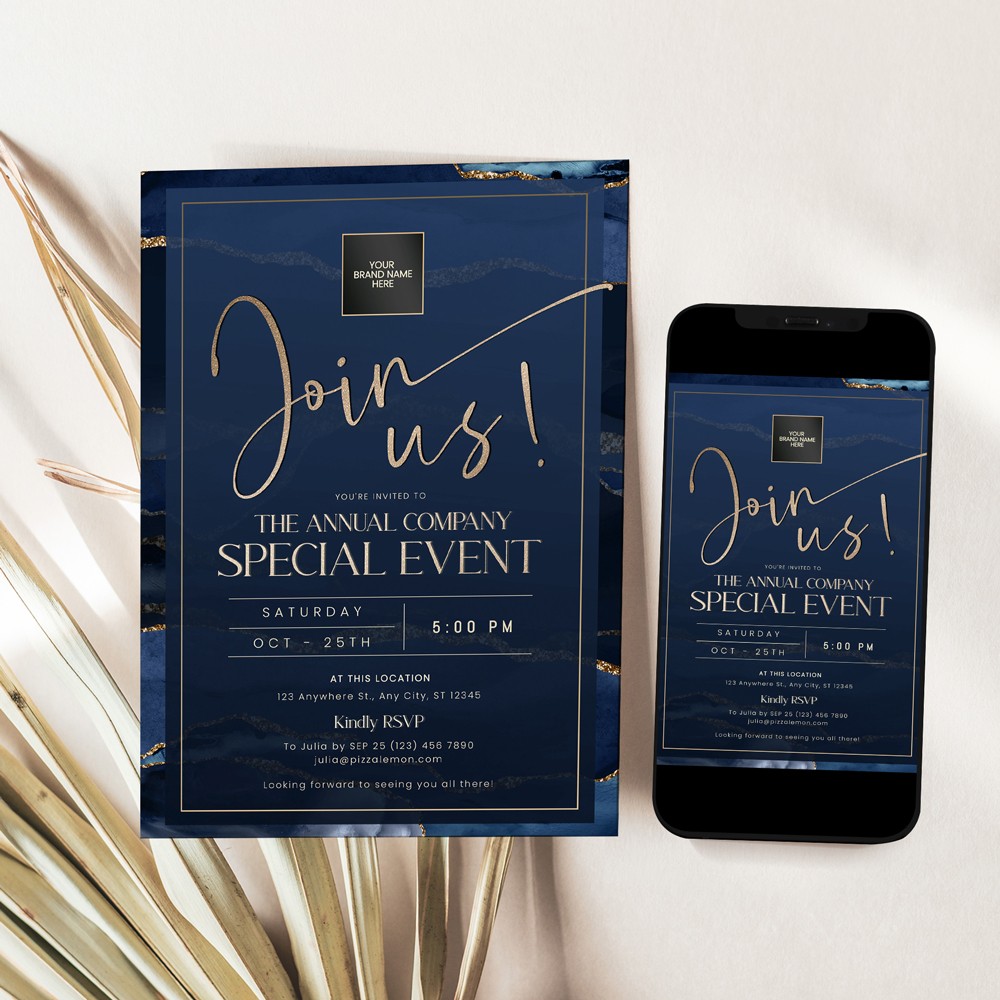 Editable Business Invitation Template, Dinner Party Invitation