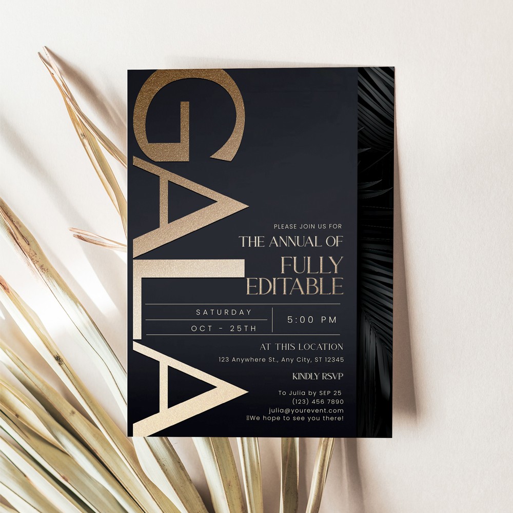 Editable Gala Invitation Template, Dinner Party Invitation