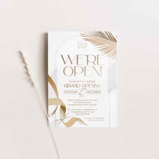 Grand Opening Invitation Card, Launch Invitation Template