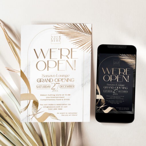 Grand Opening Invitation Card, Launch Invitation Template