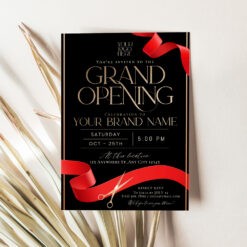 Customize our Grand Opening Flyer or Product Launch Invitation Template in black and white. Easily edit text, colors, and fonts. Try the free demo today!