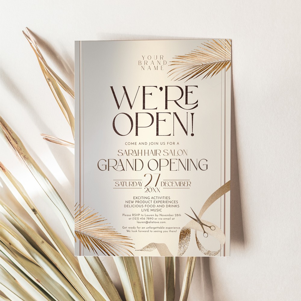 Grand Opening Invitation Card, Launch Invitation Template