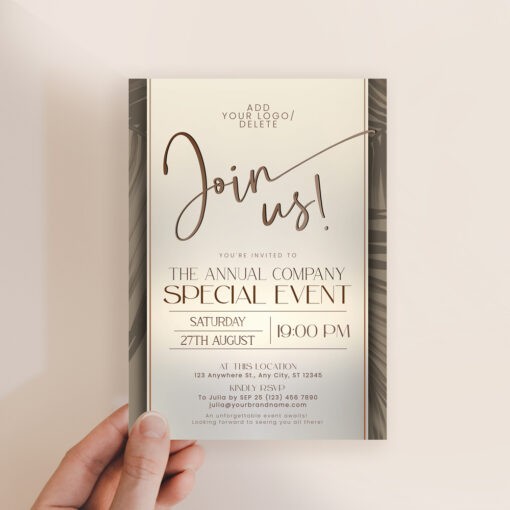 Anniversary Invitation Template, Business Invitation Template Editable