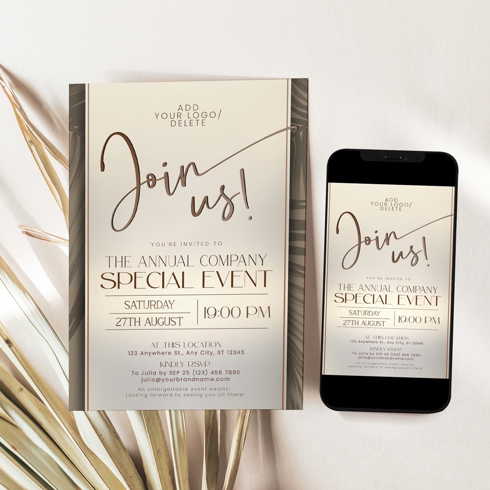 Anniversary Invitation Template, Business Invitation Template Editable