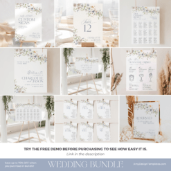 Wildflower Wedding Signage Bundles Template Printable