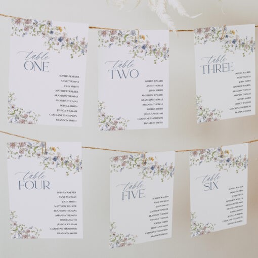 Wildflower Wedding Seating Chart Template Printable