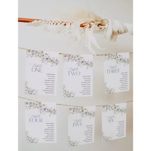 Wildflower Wedding Seating Chart Template Printable