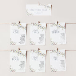 Wildflower Wedding Seating Chart Template Printable