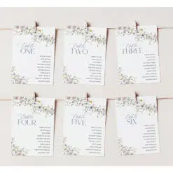 Wildflower Wedding Seating Chart Template Printable