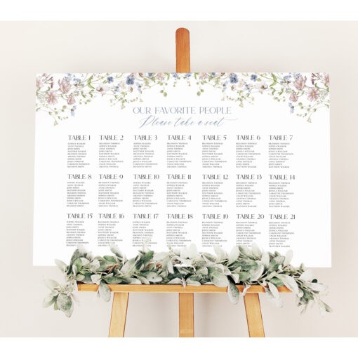 Wildflower Wedding Seating Chart Sign Template