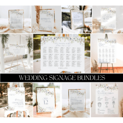 Wildflower Wedding Signage Bundles Template Printable