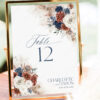 Boho Wedding Table Number Template | Navy Blue Table Numbers Card Instant Download