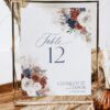 Boho Wedding Table Number Template | Navy Blue Table Numbers Card Instant Download