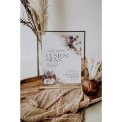 Boho Navy Rust Wedding Table Signs Template