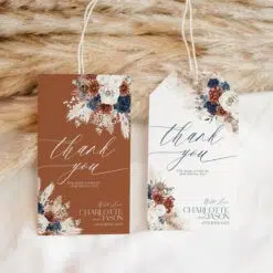 Navy Blue Rust Wedding Printable Tags for Favors
