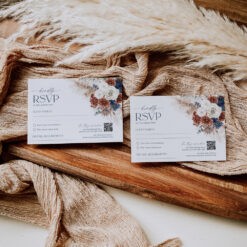 Boho Navy Rust Wedding Rsvp Template