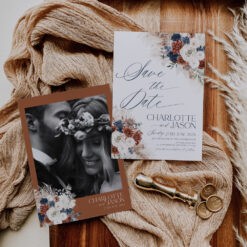 Boho Navy Rust Save The Date Template