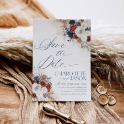 Boho Navy Rust Save The Date Template