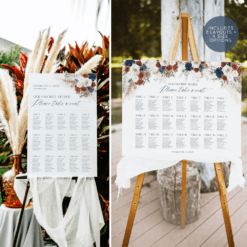 Terracotta and Navy Seating Chart Template Wedding, Navy Blue and Rust Seating Signage Template