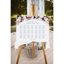 Terracotta and Navy Seating Chart Template Wedding, Navy Blue and Rust Seating Signage Template