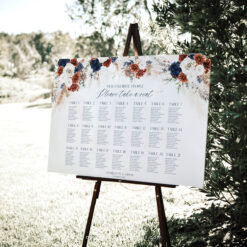 Terracotta and Navy Seating Chart Template Wedding, Navy Blue and Rust Seating Signage Template